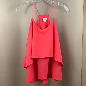 Coral Pink Sleeveless Ruffle Blouse
